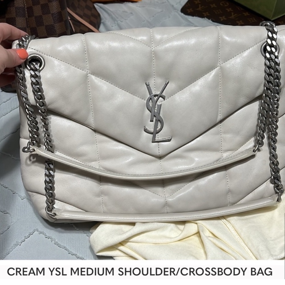 Yves Saint Laurent Quilted Cream Shoulder Bag